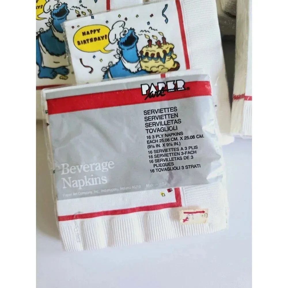 Sesame Street Big Bird Cookie Monster Vintage Birthday Party Supplies Lot Of 12 - Picture 8 of 9